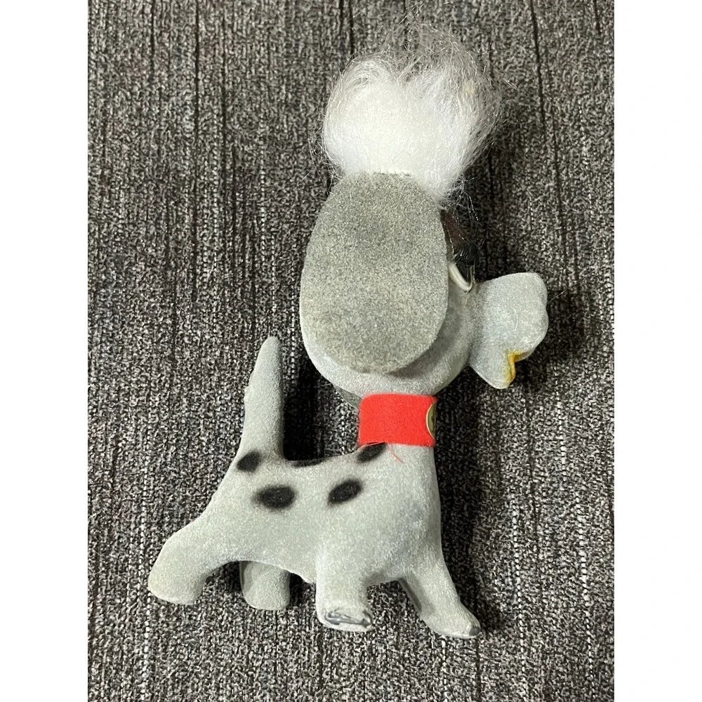 Regd‎ Designs Vtg Flocked Dog w/ Attitude! Velvet Gray w/ Spots Very Good Cond!